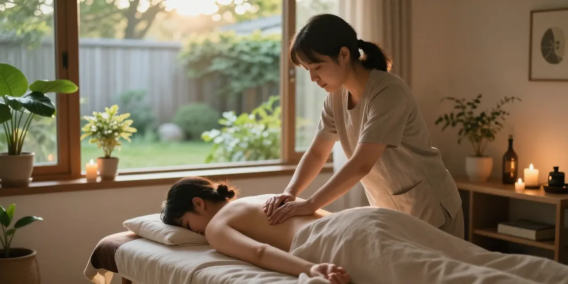 Relaxing 서초출장안마 session in a calming home environment with natural light.
