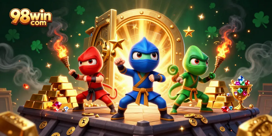 Experience thrilling action with the 98win com ninja team amidst dazzling casino treasures.