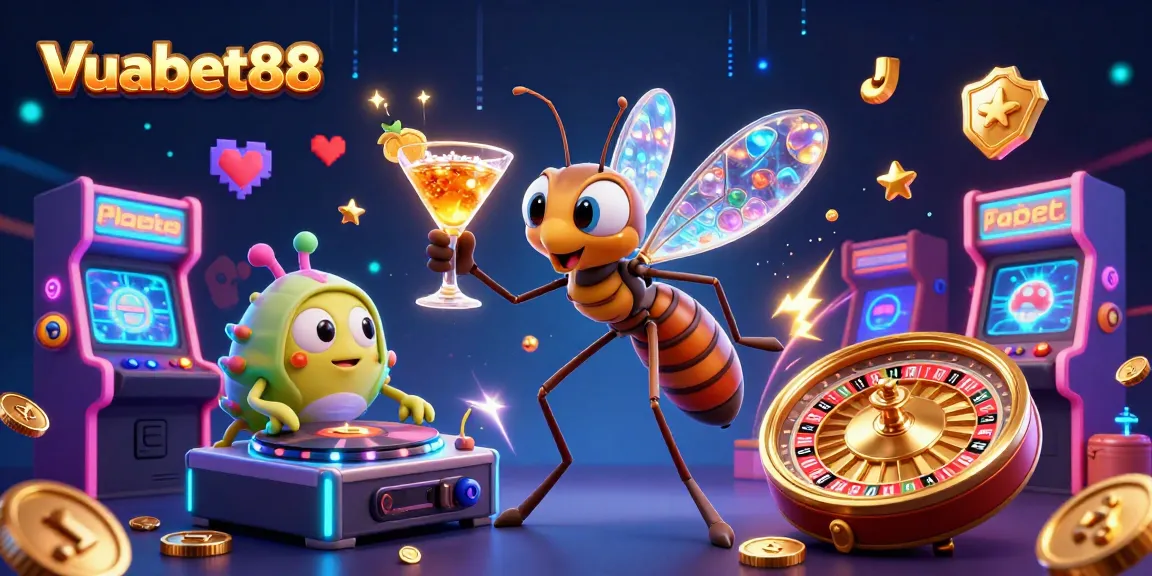 Experience thrilling win opportunities at Vuabet88 with an engaging 3D casino illustration scene.
