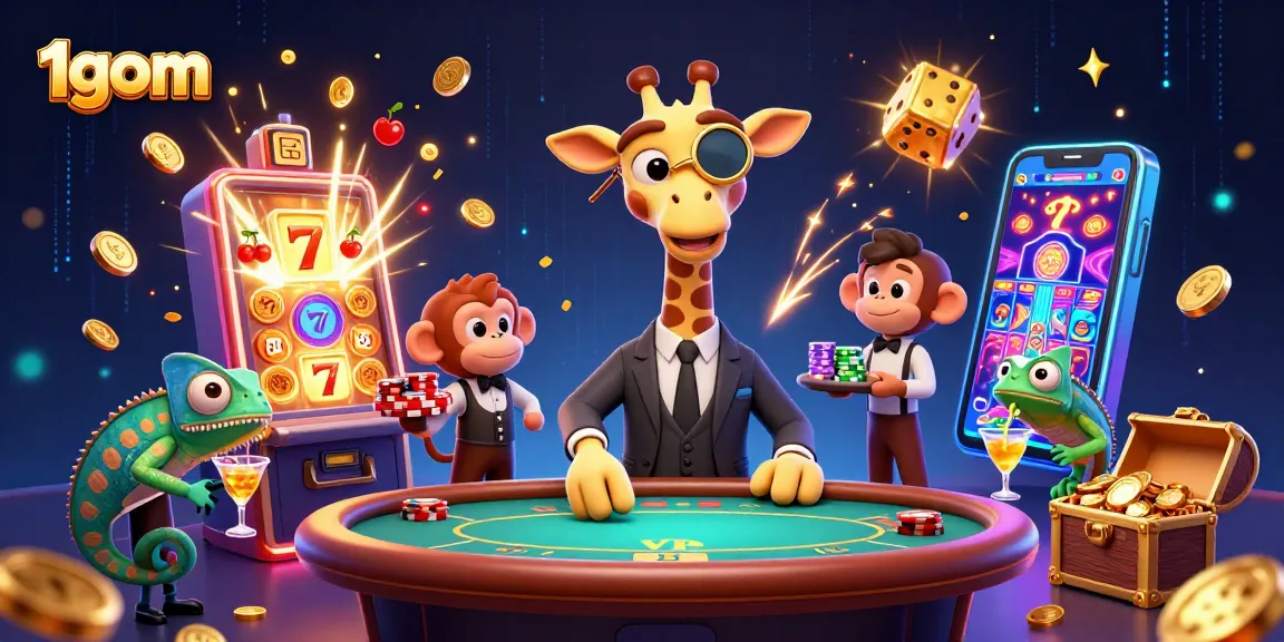 Experience interactive gaming at 1gom with a vibrant 3D casino scene.